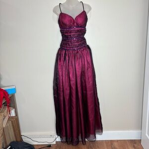 Beautify Y2K purple pink cross cross back ball gown prom dress NWT 4 rhinestones